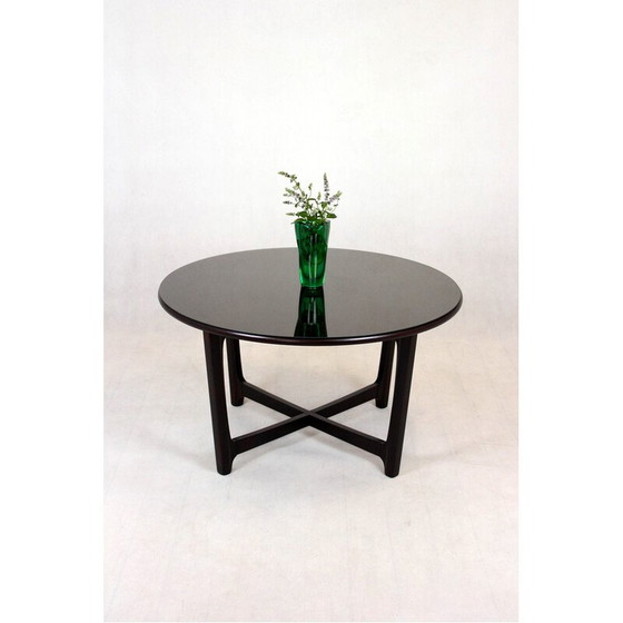 Image 1 of Vintage wooden round coffee table, Czechoslovakia 1970s