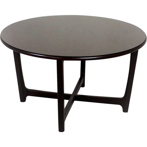 Image 1 of Vintage wooden round coffee table, Czechoslovakia 1970s