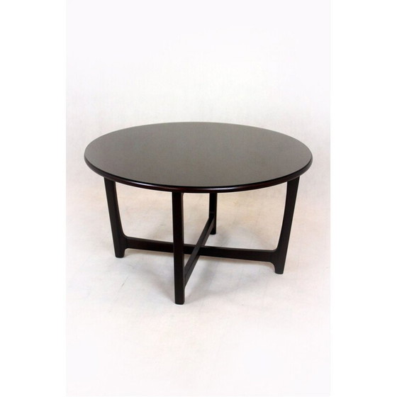 Image 1 of Vintage wooden round coffee table, Czechoslovakia 1970s