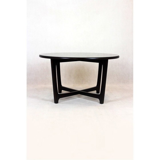 Image 1 of Vintage wooden round coffee table, Czechoslovakia 1970s