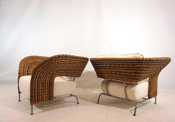 Image 1 of Set of 2 rattan wing chairs