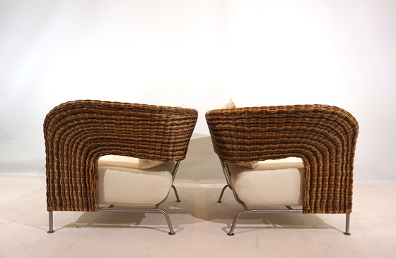 Image 1 of Set of 2 rattan wing chairs