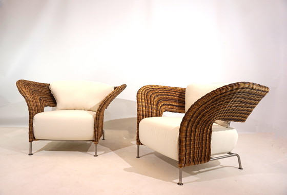 Image 1 of Set of 2 rattan wing chairs