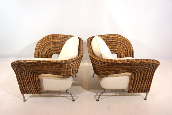 Image 1 of Set of 2 rattan wing chairs