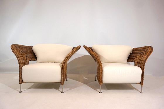 Image 1 of Set of 2 rattan wing chairs