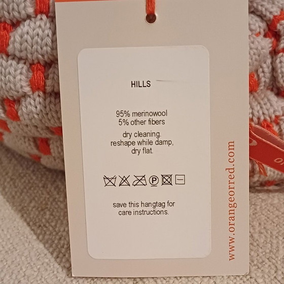 Image 1 of Orange Or Red Knitted Pillow By Marieke van Heck