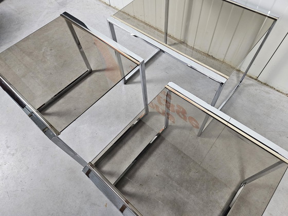 Image 1 of Set de tables gigognes vintage mimi chrome/doré 23k