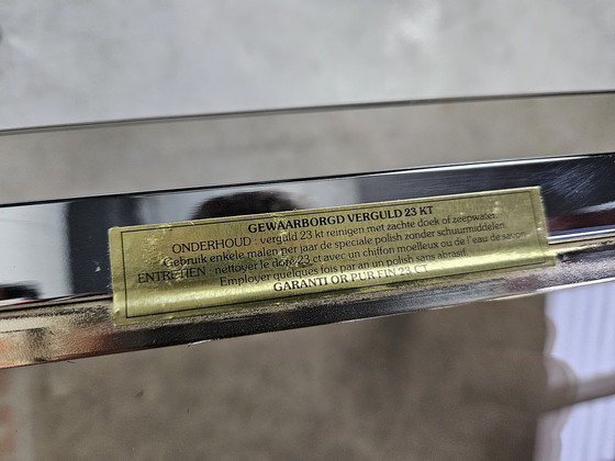 Image 1 of Set de tables gigognes vintage mimi chrome/doré 23k