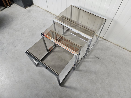 Image 1 of Set de tables gigognes vintage mimi chrome/doré 23k