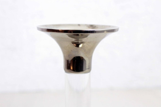 Image 1 of Candlestick in lucite and silver metal