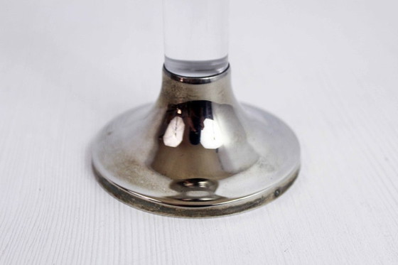 Image 1 of Candlestick in lucite and silver metal