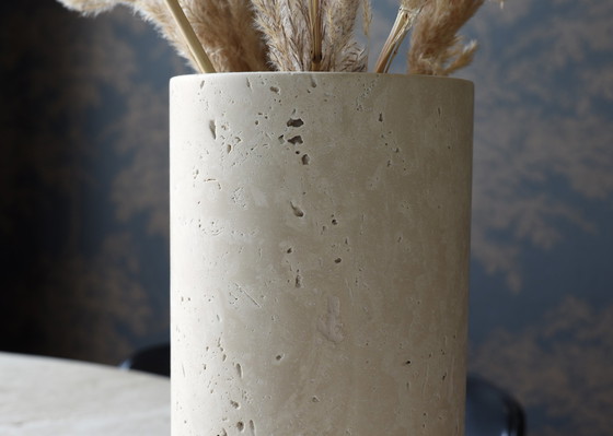 Image 1 of Travertine wine cooler vase and plate