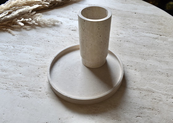 Image 1 of Travertine wine cooler vase and plate