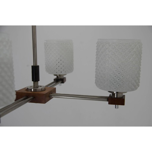 Mid-century 4-flamming chandelier, Czechoslovakia 1950s