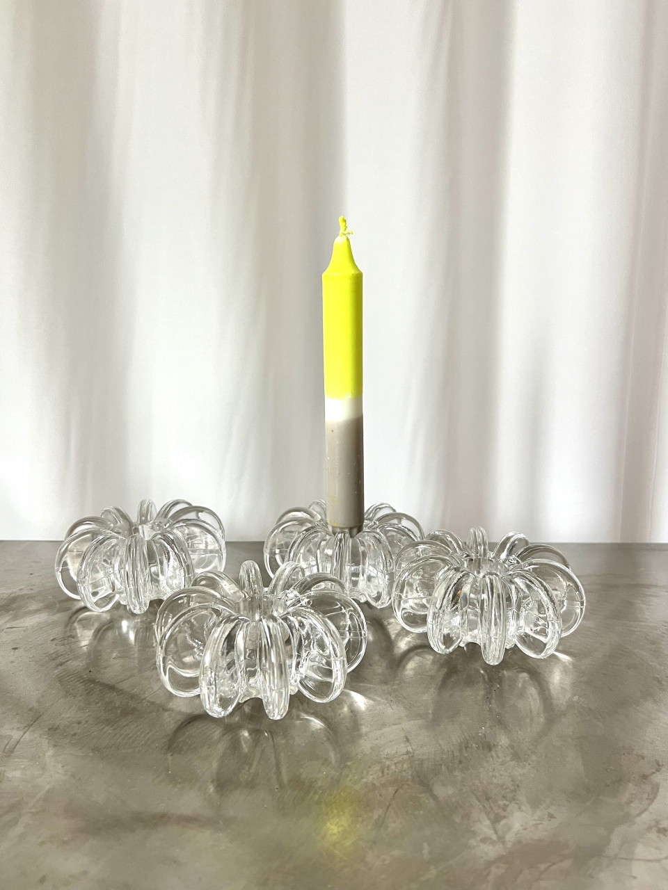 4 candelabros Rosenthal de cristal con diseño de paisaje