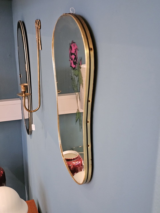 Image 1 of 1950s Mirror Wall Mirror Rose Mirror Gold Brass