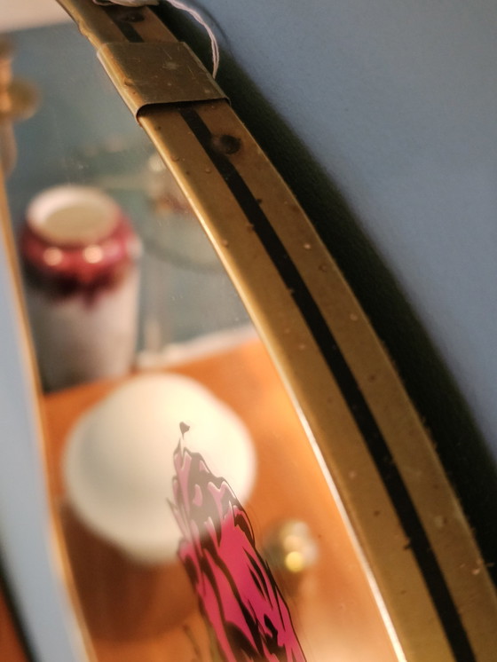 Image 1 of 1950s Mirror Wall Mirror Rose Mirror Gold Brass