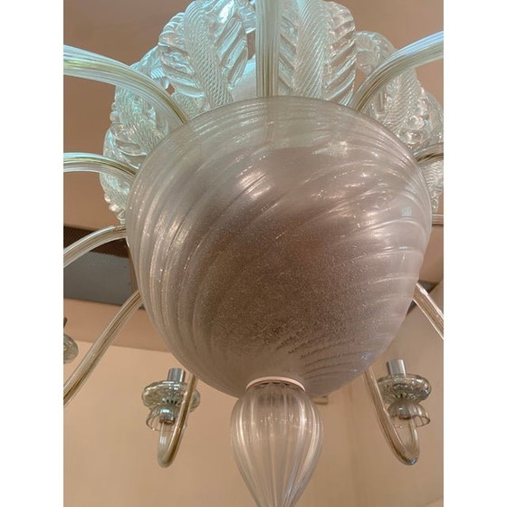 Image 1 of Vintage Italian Leaves Chandelier In Murano Style Glass