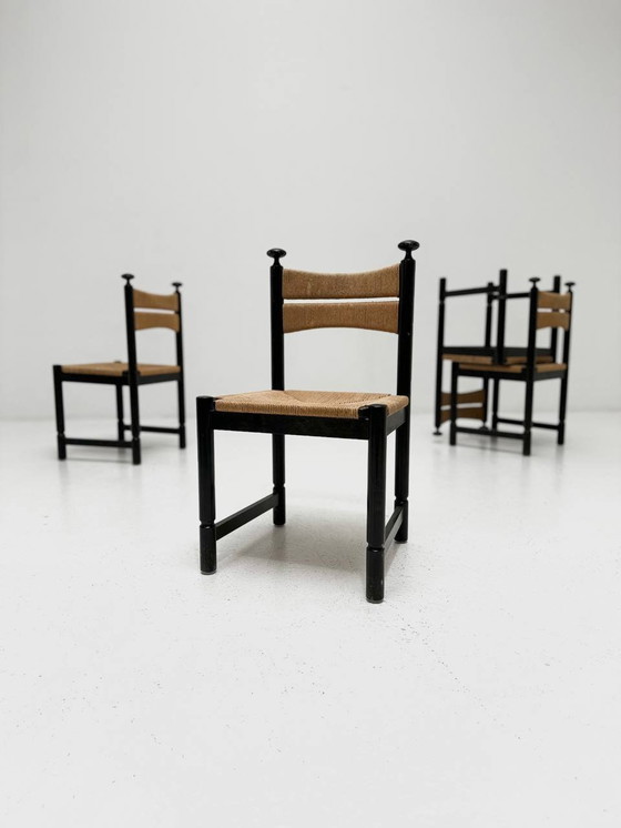 Image 1 of Set of 6 rush chairs for Asko, 1960s, Finland