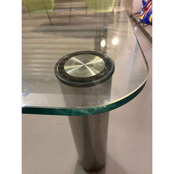 Image 1 of Vintage coffee table in glass and chrome steel by Marco Zanuso for Zanotta, 1970