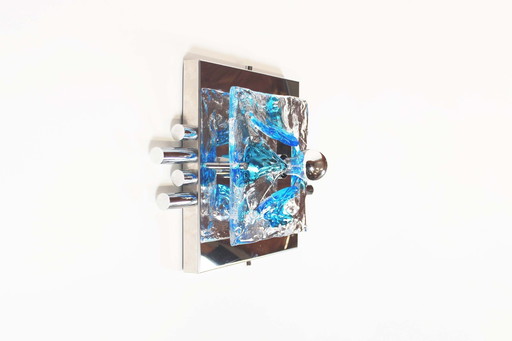 1X Xxl Chrome And Murano Glass Wall Light By Av Mazzega