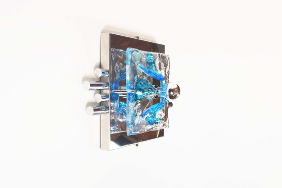 Image 1 of 1X Xxl Chrome And Murano Glass Wall Light By Av Mazzega