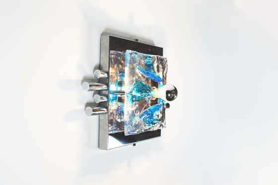 Image 1 of 1X Xxl Chrome And Murano Glass Wall Light By Av Mazzega