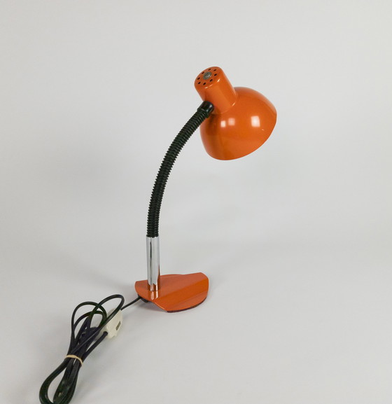 Image 1 of Dutch design - Hala Zeist - Holland - model 704A - flexible neck - chrome - orange - 70's