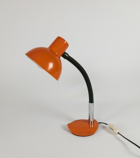 Image 1 of Dutch design - Hala Zeist - Holland - model 704A - flexible neck - chrome - orange - 70's