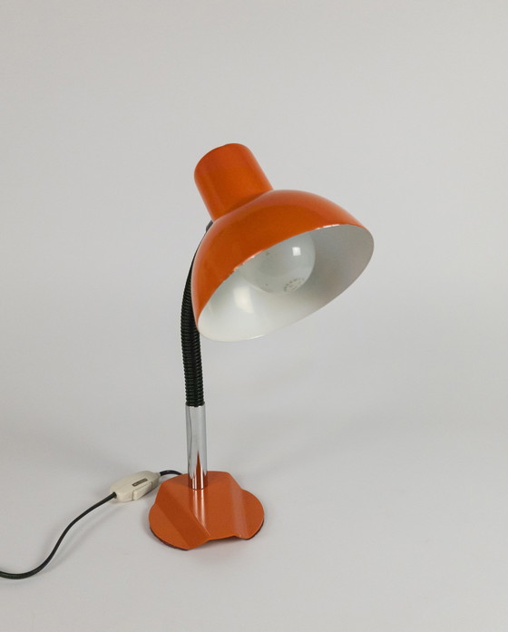 Image 1 of Dutch design - Hala Zeist - Holland - model 704A - flexible neck - chrome - orange - 70's