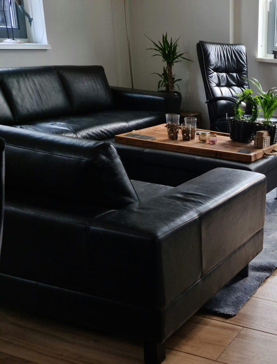 Image 1 of Leolux Antipode Sofa 3 Seater Black Leather