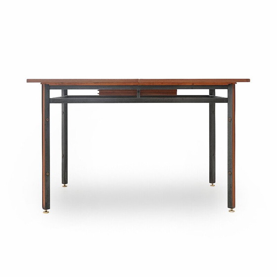 Image 1 of Vintage rectangular extendable teak and metal dining table, Italy 1960