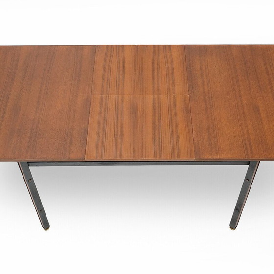 Image 1 of Vintage rectangular extendable teak and metal dining table, Italy 1960