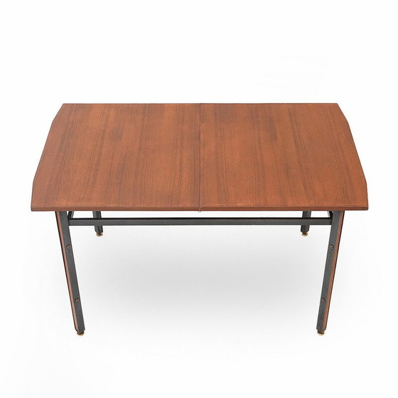 Image 1 of Vintage rectangular extendable teak and metal dining table, Italy 1960