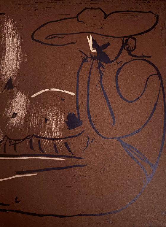 Image 1 of Pablo Picasso: "Reclining Woman And Picador Eating Grapes, 1959".