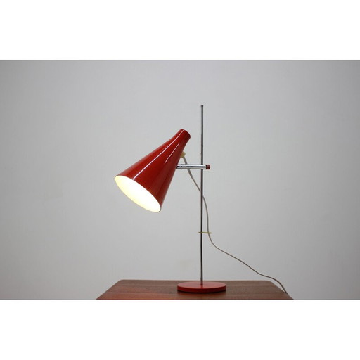 Lampada da tavolo rossa vintage di Josef Hurka 1960