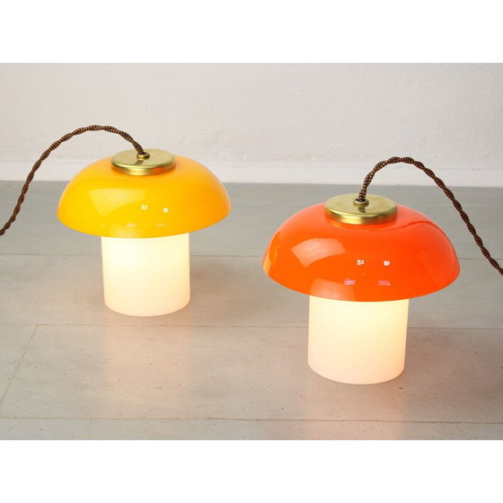 Image 1 of Coppia di lampade da tavolo vintage in vetro e ottone