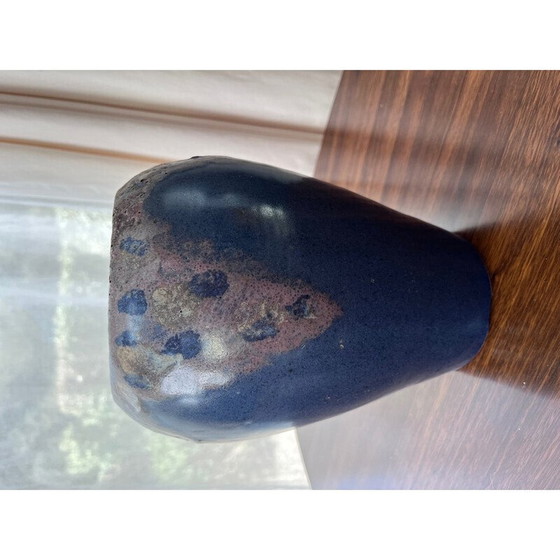 Image 1 of Vintage vase in blue ceramic with inclusion, 1970s