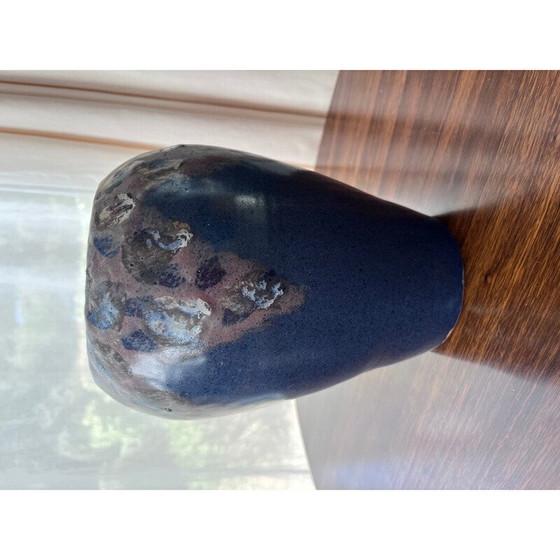 Image 1 of Vintage vase in blue ceramic with inclusion, 1970s