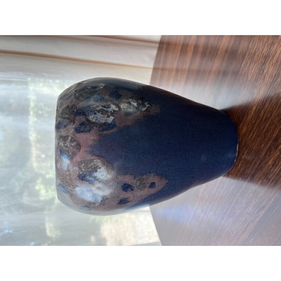 Image 1 of Vintage vase in blue ceramic with inclusion, 1970s