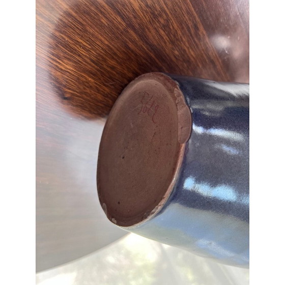 Image 1 of Vintage vase in blue ceramic with inclusion, 1970s