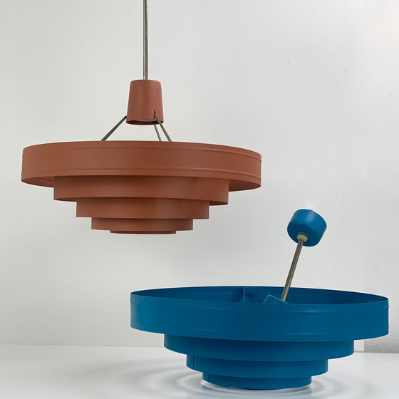 Image 1 of Lampada a sospensione in metallo vintage anni '60 - Design blu