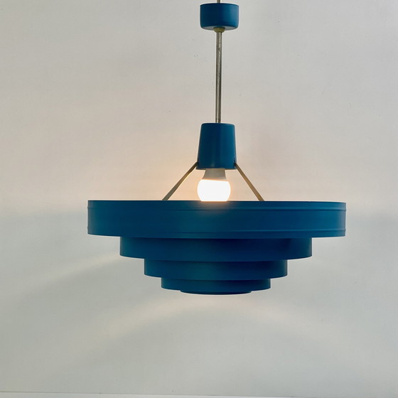 Image 1 of Lampada a sospensione in metallo vintage anni '60 - Design blu