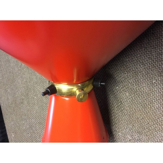 Image 1 of Pair of vintage "Diabolo" sconces in shiny gold-plated brass by René Mathieu, 1950