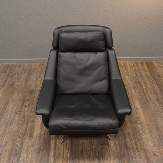 Image 1 of ESA Armchair Leather Black Mid - Century Werner Langenfeld