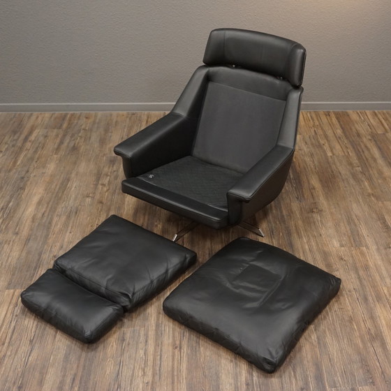 Image 1 of ESA Armchair Leather Black Mid - Century Werner Langenfeld