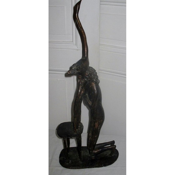 Image 1 of Vintage sculpture the woman and the bird in bronze, 1960