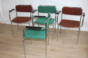 6 sedie impilabili vintage in acciaio cromato e tessuto, Svezia anni '60 