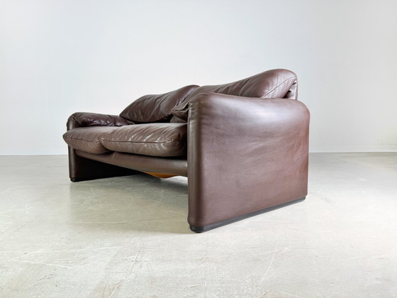 Image 1 of 2X Cassina Maralunga 2-seater sofa leather brown Vico Magistretti