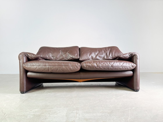 Image 1 of 2X Cassina Maralunga 2-seater sofa leather brown Vico Magistretti